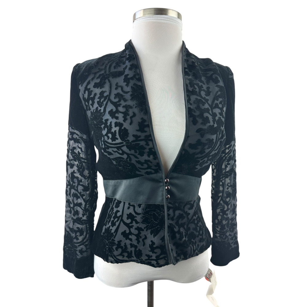 NWT Vintage Ever Beauty Jacket Black Velvet Size 10 Whimsigoth Dark Romantic - Picture 3 of 16